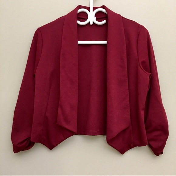 SUZY SHIER Red Cropped Open Front Blazer Jacket - Picture 1 of 6